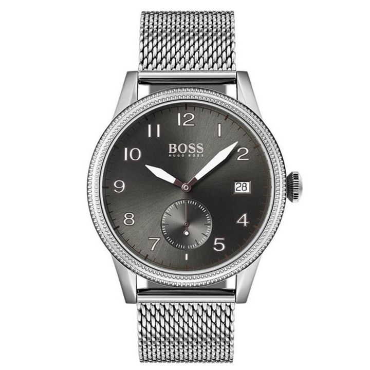 Hugo Boss Legacy Men’s Watch Silver Mesh Black Dial-1513673