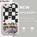 Jizetin for iPhone 6 Plus 6S Plus Back Cover BTS Group Lambskin Texture PU Leather Back For Girls Boys Soft Phone Case. 