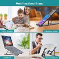 Foldable laptop stand for bed lightweight ventilate portable laptop stand with 7-Level adjustable Height  for 11 - 15 Inch notebook stand ABS High Quality plastic laptop stand with aluminum center rod and non-slip silicon grip.. 