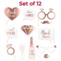 Set Of 12 Team Bride Props Bridesmaid, Bride To Be Unique Photography Photo Booth, Bridal Shower Props Set 12 Pcs. 