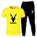 New Print Markhor White T shirt  With Logo Trouser Track Suit Half Sleeves Tees Summer Collection Casual Wear For Men. 