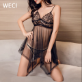 Sajiero Chi-Chi Unlined Sheer Mesh & Lace Babydoll Black. 