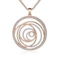 Fashion Czech CZ Drilling Big Round Pendant Maxi Gold Necklace For Women Party Gifts Elegant Long Necklaces Jewelry Accessories. 