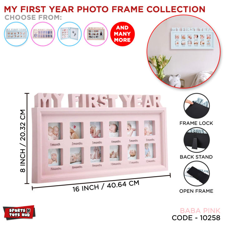 My First Year Photo Frame Collection, Baby Shower Pictures 12 Months, First Birthday Photo_frame, Newborn 1 To 12 Months, Baby Boy & Girl,  Monthly Milestone Photography Props, My First Year Gift, Photo Moments Keepsake Picture, Pic Impression Kit Album