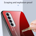 Biruiqu For OPPO Reno 4 4 Pro Shockproof Starry Colorful Tempered Glass Back Soft Silicone Edge Case Cover. 