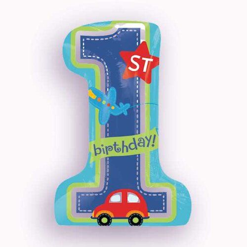 FIRST BIRTHDAY NUMBER FOIL BALLOON IN BLUE COLOR ( 14 INCH IN SIZE )