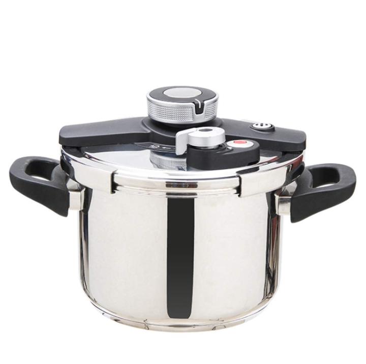 6L stainless steel pressure cooker with knob-type easy-lock lid, caliper-type safe and fast cooking pot, compound bottom family kitchen for cooking