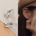 Earings For Girls Korean Earings For Girls Stylish Ear Studs Fashion double-line light bead earrings women's back-hanging C-shaped earrings. 