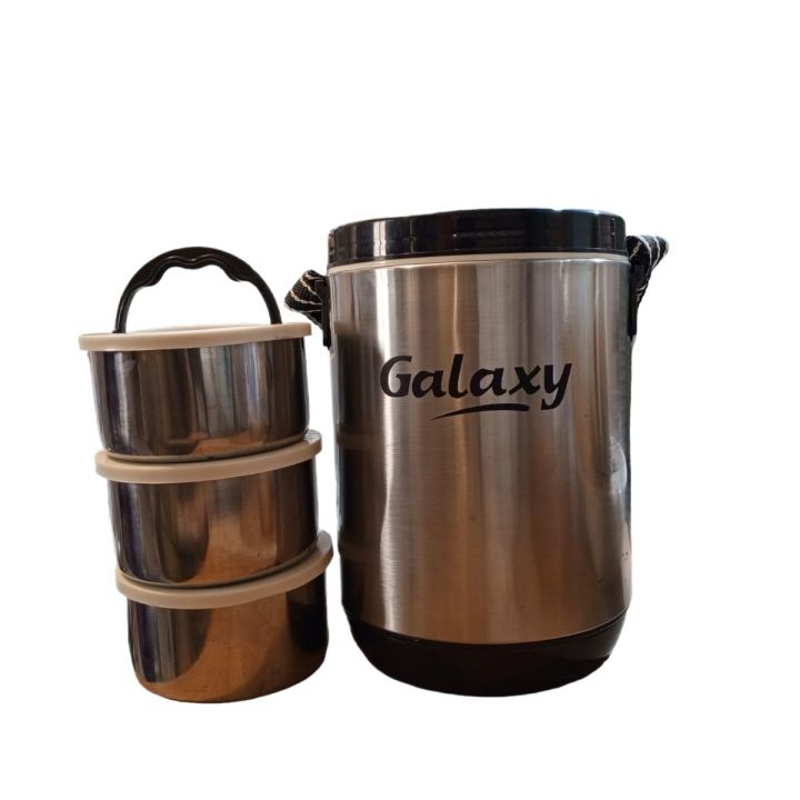 Galaxy Lunch Star Lunch Box - 3 Stainless Steel Compartments with Plastic Lids, Insulated Bento Container, Leakproof Design, BPA-Free - Perfect for School, Work, and Travel - Stylish Space-Themed Kids and Adults Lunchbox (Microwave Unsafe)