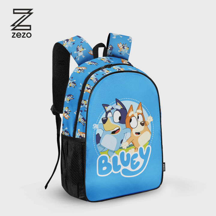 Zezo Bluey Kids School Bag – Allover Print Cartoon Backpack for Boys & Girls | Lightweight KG & Preschool Bag | Durable School Backpack