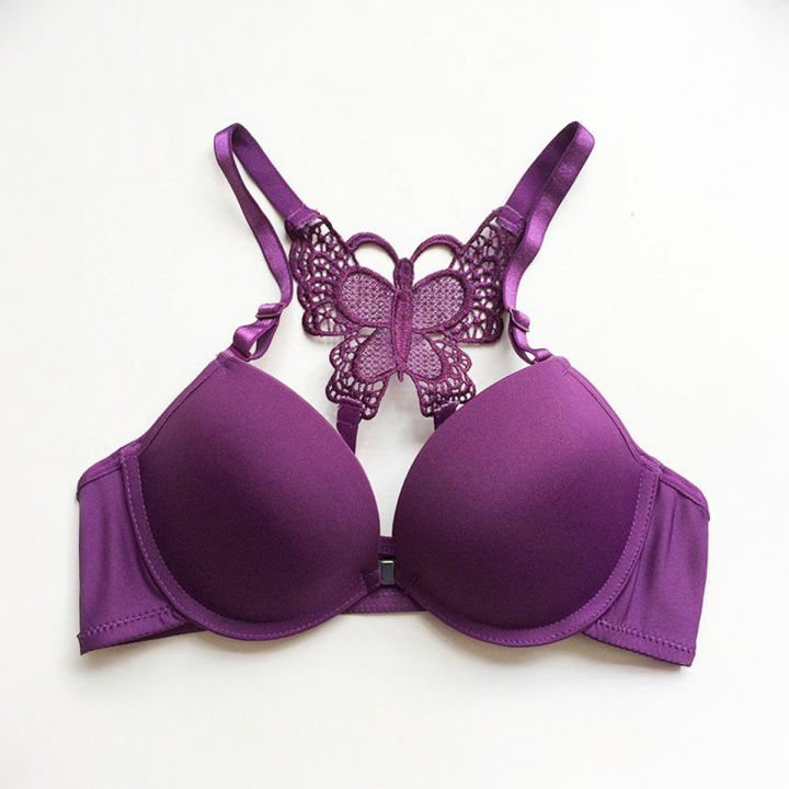Sexy Butterfly Style Push-Up Bra for Women – Front Open, Padded, Available in Skin Blue & Purple Colors