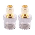 2x SMA Male to UHF Female SO239 SO-239 Jumper Plug RF Adapter Connect -259 Gold. 