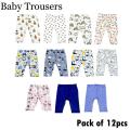 12 pcs - Baby Trousers 0-18 Month Cute Printed Cotton Summer Unisex Casual Baby Boys Pant Infant Girl Pants Newborn Trousers - Bottom Pajamas. 