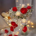 Artificial flowers Rose Fairy Lights Delicate 1.5M length Fairy lights Artificial Rose Flower String Light Red Pink color. 