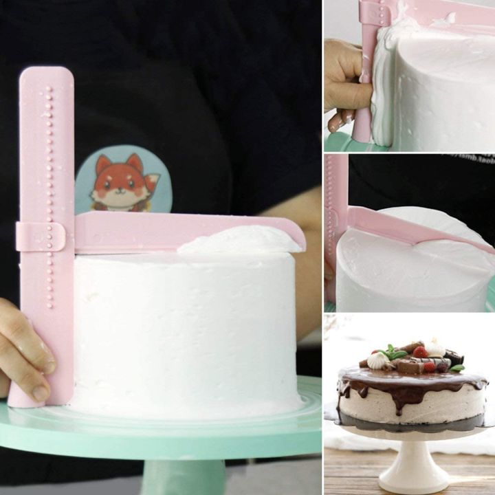 Basedidea Adjustable Height Cake Spatula Fondant Cream Cake Smoother Tool Baking Cake Decoration Scraper Bakeware Helper