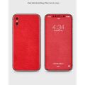 Iphone X Phone Skin Front Back And Sides Red Classic Leather Texture Skin. 