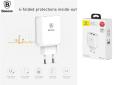 BASEUS Bojure Series QC3.0 23W Dual USB Travel Wall Charger for iPhone Samsung - EU Plug / White. 