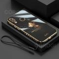 For Huawei Nova 3i Back Cover with Hand Strap Luxury Shiny 6D Plating Maple Leaves Pattern Protective Case Square Bumper Soft Silicone Mobile Phone Cases. 