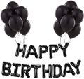Happy Birthday Banner 16 Inch Foil Birthday Sign Birthday Balloons With 12 Black Latex Balloons Perfect For Birthday Party Decorations(black). 