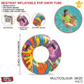 Bestway 36125 Pool Beach Inflatable Rubber Ring, Swimming Float With Pop-art Design, Multi-colour Tube For Adults_ & Kids Round Inflatable Pool Floating Circle for Training Water Fun & Game enjoyment. 