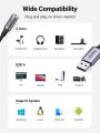 UGREEN USB to 3.5mm Jack Audio Adapter USB Sound Card Support Mic TRRS Headphone DAC 24bit 96kHz Nylon Braided USB to Aux Jack Compatible with Windows Mac Linux PC PS5 PS4 Switch Speaker, 9.8 Inch. 
