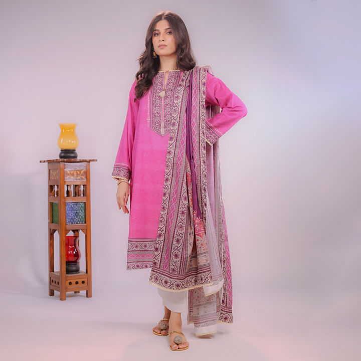 Unstitched fabric for women - 3 Piece (Khaddar suit) - Maahru