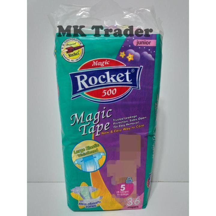 Rocket Magic Tap diapers (Size 5, X-Large, 11 to 25 Kg) 36 Pcs
