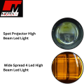7 Inch Full Ring Round LED Headlight with Hi/Low Beam and Angel Eye Lamp With R Shape Double Color Yellow/ White Drl For Motorcycle - 1 Pcs. 
