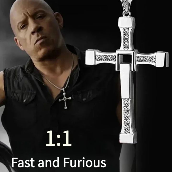 2024 New Vin Diesel Pendant Fast and Furious Boy Stainless Steel Dominic Toretto Cross Necklace for Men Chain Gift