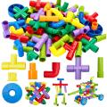 STEM Building Blocks Colorful Pipe Tube Creative Puzzle Construction Set with Wheels. 