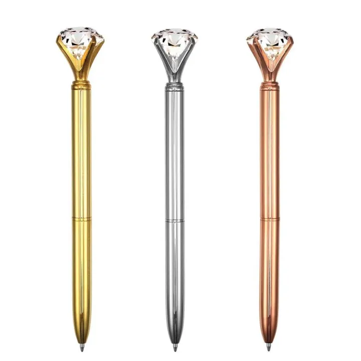 3%20Pcs%20Rose%20Gold%20Pen%20With%20Big%20Diamond/Crystal%20,Metal%20Ballpoint%20Pen,Rose%20Gold%20/Silver%20Office%20Supplies,Black%20Ink%20(3pcs)%20-%20Image%203