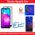 Tecno Spark Go Full Black 9D5D6D10D11D21D Tempered Glass Screen Protector Full Glue Edge To Edge + Back Camera 9H Gorilla Flexible Protector + Back Jelly Protector Clear Soft Protection Film Transparent Hydrogel Film Protector For Tecno Spark Go. 