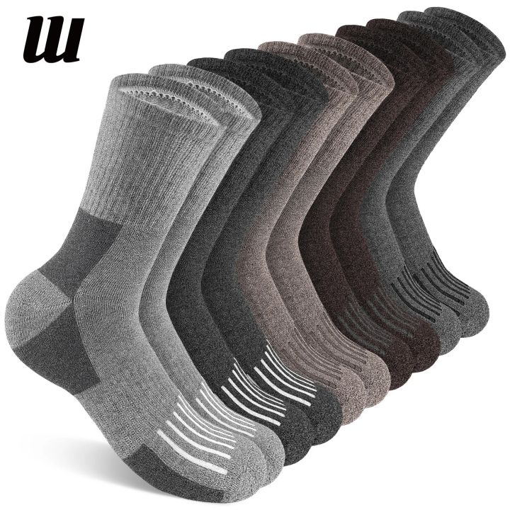 5Pairs Wool Socks for Men Warm Thermal Winter Socks Cozy Crew Breathable Hiking Boot Sock for Hiking Hunting Camping