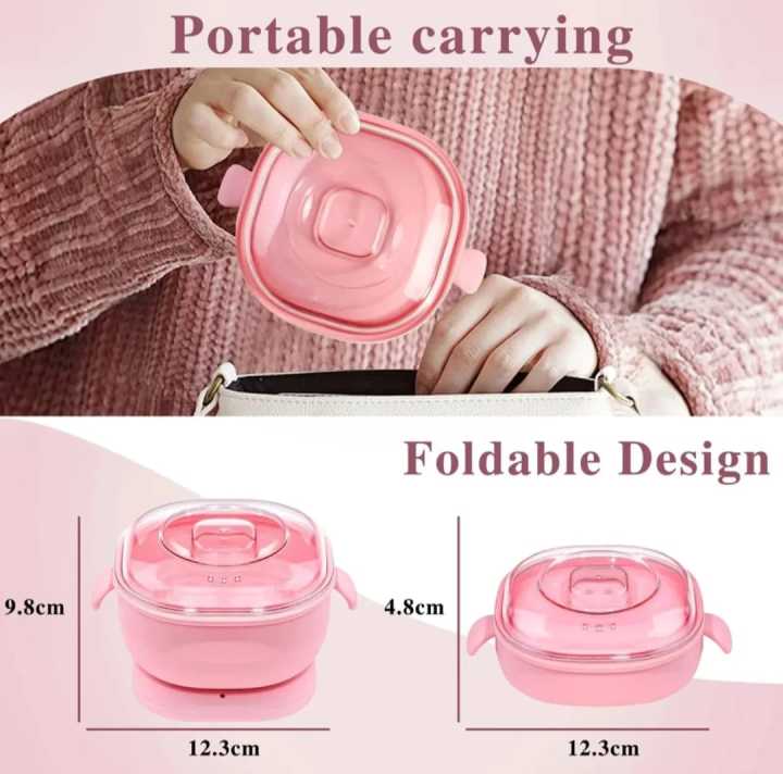 SOKANY%203%20in%201%20Compact%20Foldable%20Silicone%20Wax%20Heater:%20Easy-to-Use%20Electric%20with%20Lid%20for%20Gentle%20Hair%20Removal%20-%20400%20ml%20Capacity%20Silicone%20Wax%20Warmer%20Pot%20Paraffin%20Wax%20Warmer%20For%20Women%20&%20Men%20-%20Image%202