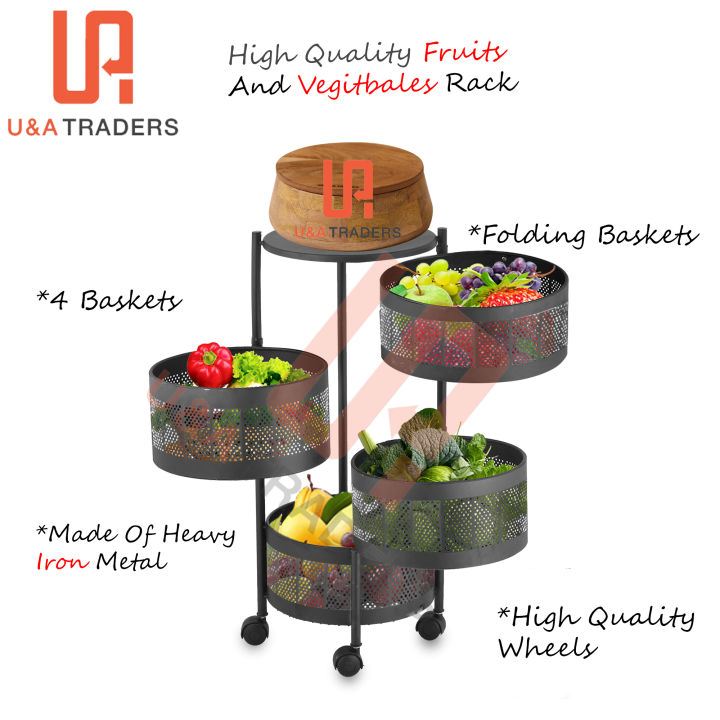Kitchen Vegetable Rack Round Movable Multi-layer Rotating Vegetable Basket Storage Rack Household Sundries Fruit Rack