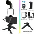 Vlogging Kit Accessories for Mobile Phone DSLR Camera Video Recording with Tripod Shoot Mic 360 LED Remote Selfie Light for Live Streaming Short Film. 