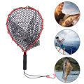 Fly Fishing Landing Net Mesh Study Handle Landing Net Trout Catcher Network Lanyard Rope Outdoor Fishing Tackle Equipment. 