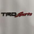 TRD Sports Metal Logo, TRD Sports Emblem, TRD Sports Monogram. 