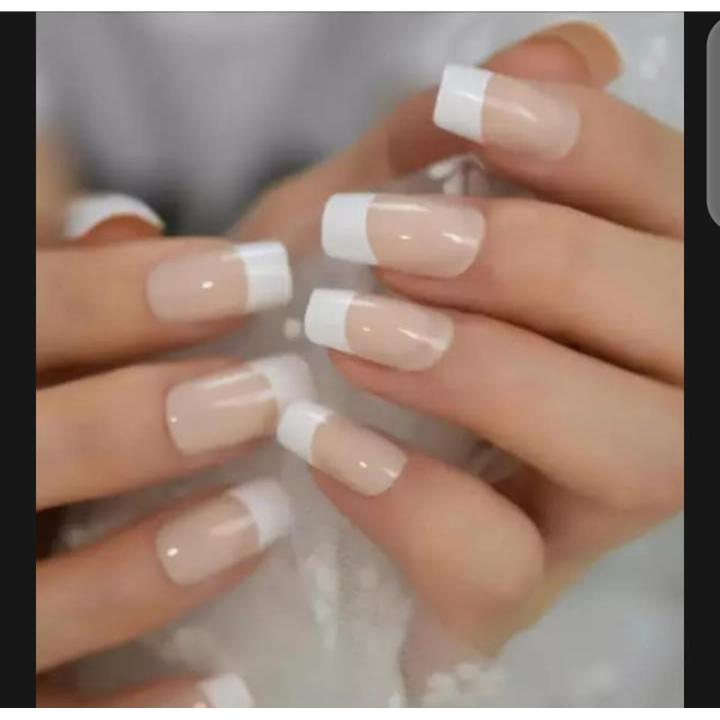 Romantic Color 12 Pcs Artificial Nails For Ladies - with Glue - French Nails - Branded Nails - Press Nails For Girls