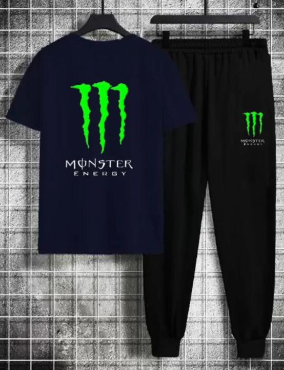 Monster Printed Summer Tracksuit Half sleeves T-Shirt and Trouser For Men and Boys - Fashionable and Cool Men's Tracksuit