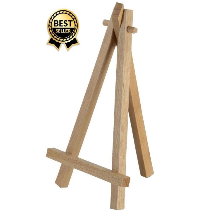 Wooden Easel Stand for Countertop Use, Standard Tripod Design 5 x 6 Inches - Natural
