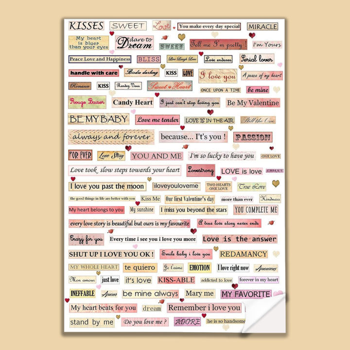 English Random Words Sticker Sheet - [UNCUT] for Journals Planners ...