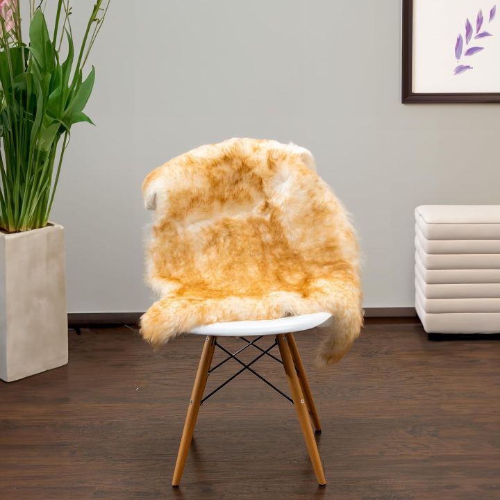 Genuine Sheepskin Rug Brown Eclipse Sheepskin Door Foot Mat Rug Carpet 2ft x 3ft