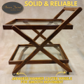 Wooden Tea Trolley/Serving Trolley - Sheesham Rosewood Cross Design With Japanese Hammer Caster Wheels. 