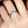 Elegant Beautiful Trendy Zircon Six Claws Platinum Plated Copper Ring For Girls. 