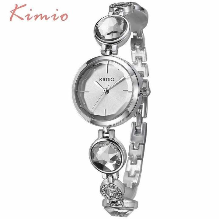 KIMIO Fashion Crystal Stone Bracelet Watch For Women / Girls - White