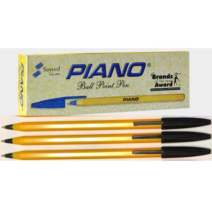 10pcs Ball pen Piano_ Peela Yellow body, Black ink ballpoint
