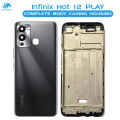 Infinix Hot 12 Play Housing Middle Frame With Side Button and Camera Lens Complete Body Casing Replacement For Hot 12 Play - Black. 