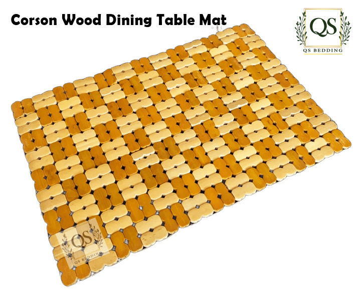Dining Table Mat Wood, Corson Wood Placemat and Coaster Mat 12 x 18 inch QS Bedding