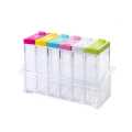 6Pcs/Set Kitchen Spice Bottle Seasoning Box with Tray Condiment Storage Plastic Moisture-Proof Salt Jar for Kitchen Supplies. 